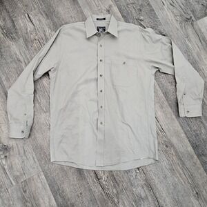 Vintage Burberry Solid Gray Long Sleeve Button Down Dress Shirt Size M Medium